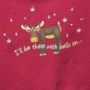 Women's Holiday Sweatshirt, 2X Red With "I'll Be There With Bells On"